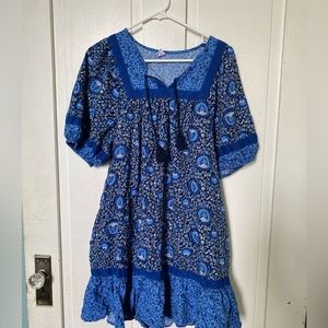 Old Navy Puff Sleeve Printed Mini Swing Dress